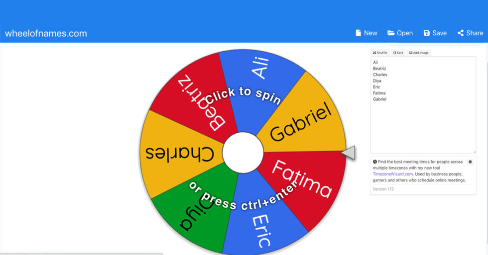 Wheel of Names The Virtual Events Group